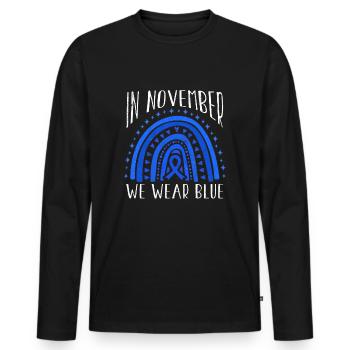 Rainbow Diabetes Awareness Blue November - Men's Premium Organic Long Sleeve Shirt - black - Front - Nico (187cm)