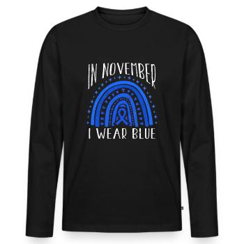 Wear Rainbow Diabetes Awareness Blue In November - Männer Premium Bio Langarmshirt - Schwarz - Vorne - Nico (187cm)