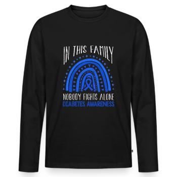 Family Rainbow Diabetes Awareness Blue November - Männer Premium Bio Langarmshirt - Schwarz - Vorne - Nico (187cm)