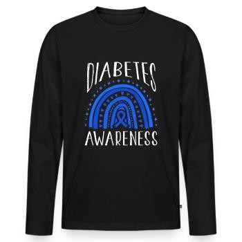 Rainbow Diabetes Awareness Blue Support November - Männer Premium Bio Langarmshirt - Schwarz - Vorne - Nico (187cm)
