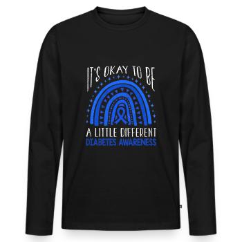 It's Okay Rainbow Diabetes Awareness Blue November - Männer Premium Bio Langarmshirt - Schwarz - Vorne - Nico (187cm)