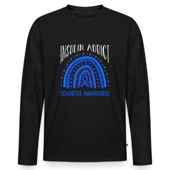 Insulin Rainbow Diabetes Awareness Blue November - Männer Premium Bio Langarmshirt - Schwarz - Vorne - Nico (187cm)