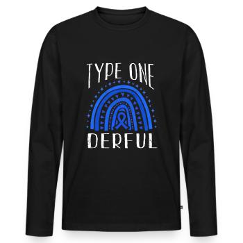 Rainbow Type 1 Diabetes Awareness Blue November - Männer Premium Bio Langarmshirt - Schwarz - Vorne - Nico (187cm)