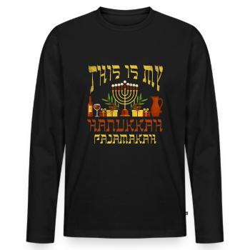 Le juif de Noël juif est mon élément de Hanoukka - T-shirt manches longues Premium bio Homme - noir - Devant - Nico (187cm)
