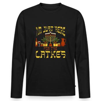 Pour Latkes Juifs de Noël Juifs Hanoukka Éléments - T-shirt manches longues Premium bio Homme - noir - Devant - Nico (187cm)