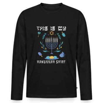 Juif de Noël juif Cet ornement de Hanoukka - T-shirt manches longues Premium bio Homme - noir - Devant - Nico (187cm)