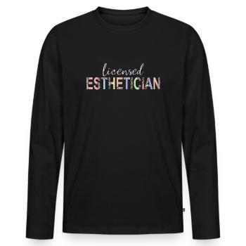 Cosmétologue Thérapeute de la peau Esthéticienne agréée - T-shirt manches longues Premium bio Homme - noir - Devant - Nico (187cm)