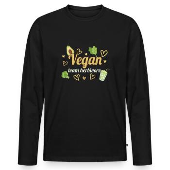 Herbivore Avocado Heart Vegetable Vegetarisch Veganistisch - Mannen Premium Bio shirt met lange mouwen - zwart - Voor - Nico (187cm)