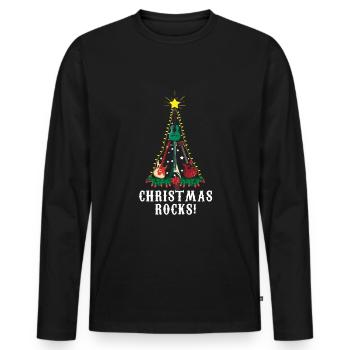 December Christmas Rocks Guitar Rocker Christmas - Männer Premium Bio Langarmshirt - Schwarz - Vorne - Nico (187cm)