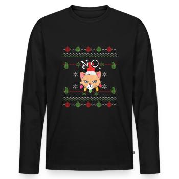 No December 2022 Cat Hates Christmas Hater - Männer Premium Bio Langarmshirt - Schwarz - Vorne - Nico (187cm)