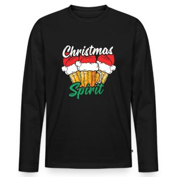 December Drink Beer Lover Spirit Ugly Christmas - Männer Premium Bio Langarmshirt - Schwarz - Vorne - Nico (187cm)