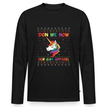 December Rainbow Gay Pride LGBT Christmas - Männer Premium Bio Langarmshirt - Schwarz - Vorne - Nico (187cm)