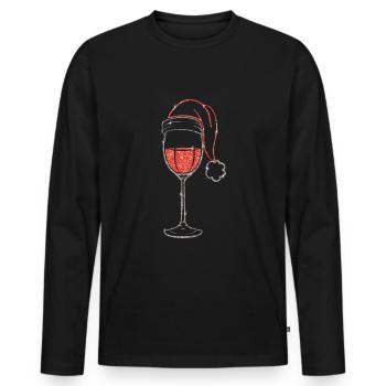 December Alcohol Red Wine Lover Ugly Christmas - Männer Premium Bio Langarmshirt - Schwarz - Vorne - Nico (187cm)