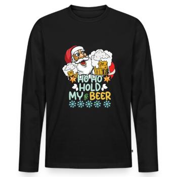 December Drink Beer Lover Santa Ugly Christmas - Männer Premium Bio Langarmshirt - Schwarz - Vorne - Nico (187cm)