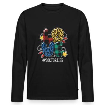 Doctor Winter Holiday Love Christmas - Männer Premium Bio Langarmshirt - Schwarz - Vorne - Nico (187cm)