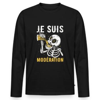 I Am Moderation Drink In Moderation Beer Skeleton - Männer Premium Bio Langarmshirt - Schwarz - Vorne - Nico (187cm)