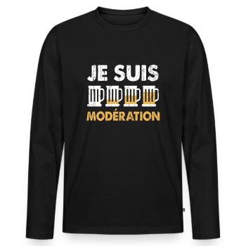 I Am Moderation Drink In Moderation Level Beer - Männer Premium Bio Langarmshirt - Schwarz - Vorne - Nico (187cm)