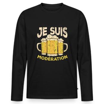 I Am Moderation Drink In Moderation Glass Beer - Männer Premium Bio Langarmshirt - Schwarz - Vorne - Nico (187cm)
