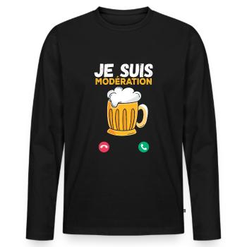 I Am Moderation Drink In Moderation Calling Beer - Männer Premium Bio Langarmshirt - Schwarz - Vorne - Nico (187cm)