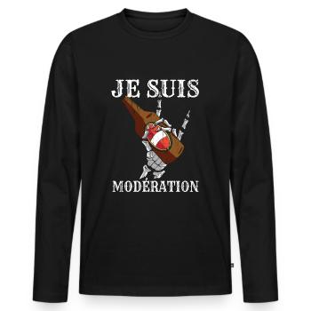 I Am Moderation Drink In Moderation Skeleton Beer - Männer Premium Bio Langarmshirt - Schwarz - Vorne - Nico (187cm)