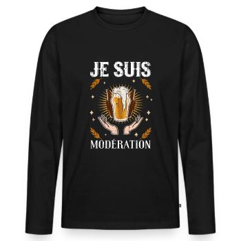 I Am Moderation Drink In Moderation Holy Beer - Männer Premium Bio Langarmshirt - Schwarz - Vorne - Nico (187cm)
