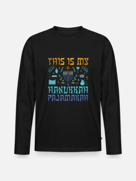 Jüdischer Weihnachtsjude ist mein Chanukka-Muster - Männer Premium Bio Langarmshirt - Schwarz