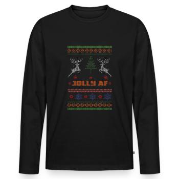 Rentiere Hässlicher Dezember Jolly As Ugly Weihnachten - Männer Premium Bio Langarmshirt - Schwarz - Vorne - Nico (187cm)
