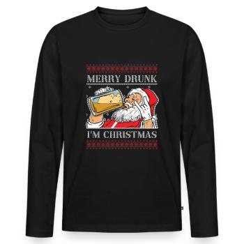 Hässlicher Dezember Betrunkener Bierliebhaber Hässliche Weihnachten - Männer Premium Bio Langarmshirt - Schwarz - Vorne - Nico (187cm)