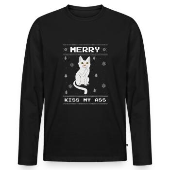 Kiss My Christmas December Cat Hates Christmas - Men's Premium Organic Long Sleeve Shirt - black - Front - Nico (187cm)