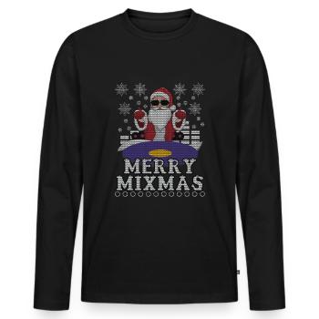 Hässlicher Dezember Techno Rave Mix Santa Ugly Christmas - Männer Premium Bio Langarmshirt - Schwarz - Vorne - Nico (187cm)