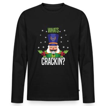 Hiver Décembre Noël Noix Cracker Noël - T-shirt manches longues Premium bio Homme - noir - Devant - Nico (187cm)