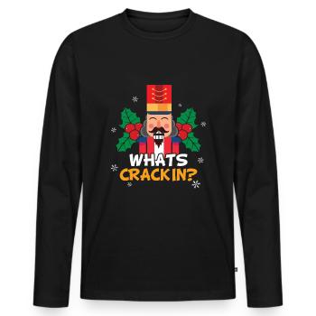 Décembre Noël Noix Cracker Drôle de Noël - T-shirt manches longues Premium bio Homme - noir - Devant - Nico (187cm)