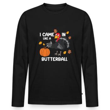 Funny Pumpkin And Turkey Thanksgiving - Männer Premium Bio Langarmshirt - Schwarz - Vorne - Nico (187cm)