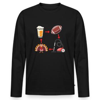 Rugby Beer Turkey Football Fan Thanksgiving - Men's Premium Organic Long Sleeve Shirt - black - Front - Nico (187cm)