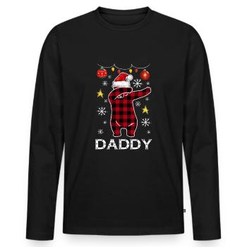 Plaid Bear Dabbing For Dad December Christmas - Men's Premium Organic Long Sleeve Shirt - black - Front - Nico (187cm)