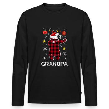 Plaid Bear Dabbing für Opa Dezember Weihnachten - Männer Premium Bio Langarmshirt - Schwarz - Vorne - Nico (187cm)