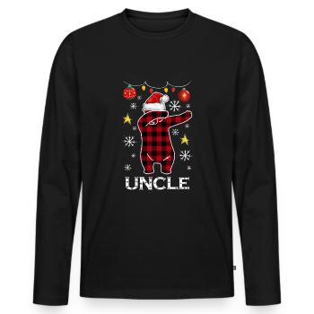 Plaid Bär Dabbing für Onkel Dezember Weihnachten - Männer Premium Bio Langarmshirt - Schwarz - Vorne - Nico (187cm)
