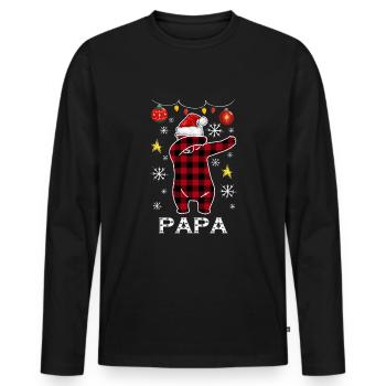 Plaid Bear Dabbing For Papa December Christmas - Men's Premium Organic Long Sleeve Shirt - black - Front - Nico (187cm)
