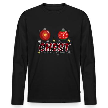 Chestnuts Chest Nuts Joke Funny Christmas - Men's Premium Organic Long Sleeve Shirt - black - Front - Nico (187cm)