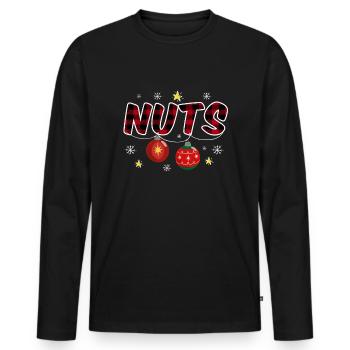 Chest Nuts Chestnuts Joke Funny Christmas - Men's Premium Organic Long Sleeve Shirt - black - Front - Nico (187cm)