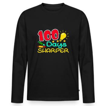 Étudiant 100e jour plus précis 100 jours d’école - T-shirt manches longues Premium bio Homme - noir - Devant - Nico (187cm)