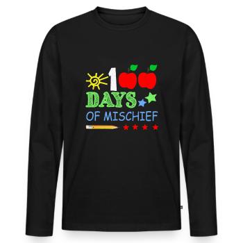 Crayon 100e jour de méfait 100 jours d’école - T-shirt manches longues Premium bio Homme - noir - Devant - Nico (187cm)
