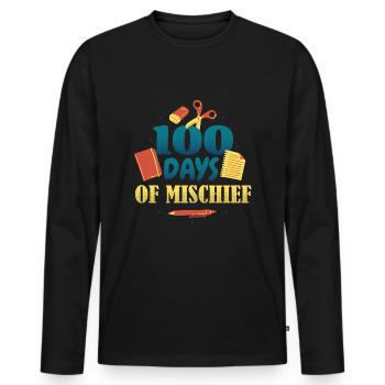 Livres Stylo 100e jour de méfait 100 jours d’école - T-shirt manches longues Premium bio Homme - noir - Devant - Nico (187cm)