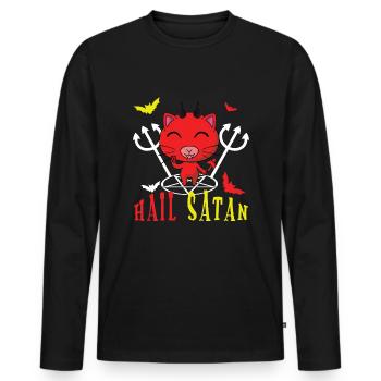 Kawaii Satan Devil Metal Music Lover Rock - T-shirt manches longues Premium bio Homme - noir - Devant - Nico (187cm)