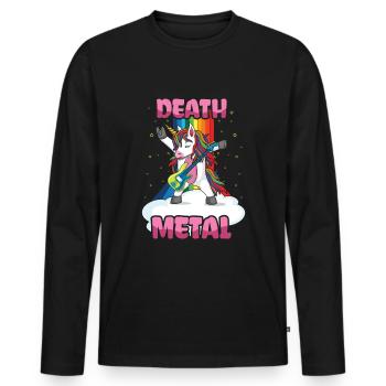 Rocker Licorne Arc-en-ciel Metal Music Lover Guitariste - T-shirt manches longues Premium bio Homme - noir - Devant - Nico (187cm)