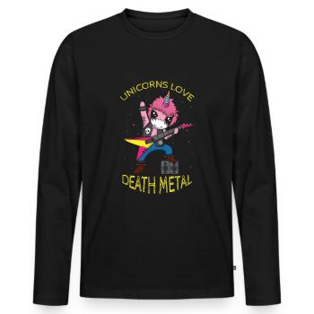Rainbow Unicorn Love Metal Music Heavy Rock - T-shirt manches longues Premium bio Homme - noir - Devant - Nico (187cm)
