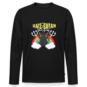 Kawaii Satan Arc-en-ciel Diable Metal Musique Amateur de Rock - T-shirt manches longues Premium bio Homme - noir - Devant - Nico (187cm)