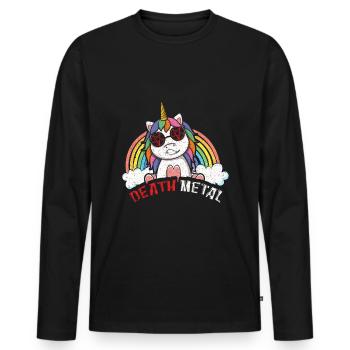 Satan Rainbow Unicorn Love Metal Musique Heavy Rock - T-shirt manches longues Premium bio Homme - noir - Devant - Nico (187cm)