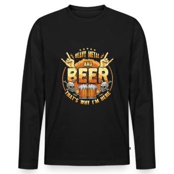 Métal Et Bière Metal Musique Lourd Bone Squelette - T-shirt manches longues Premium bio Homme - noir - Devant - Nico (187cm)