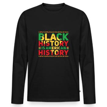 Histoire Amérique Black Pride Black History Mois de l’histoire - T-shirt manches longues Premium bio Homme - noir - Devant - Nico (187cm)